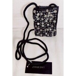 Lane Bryant Metal Beaded Jeweled Heart Crossbody Coin Purse,CC Holder  NEW